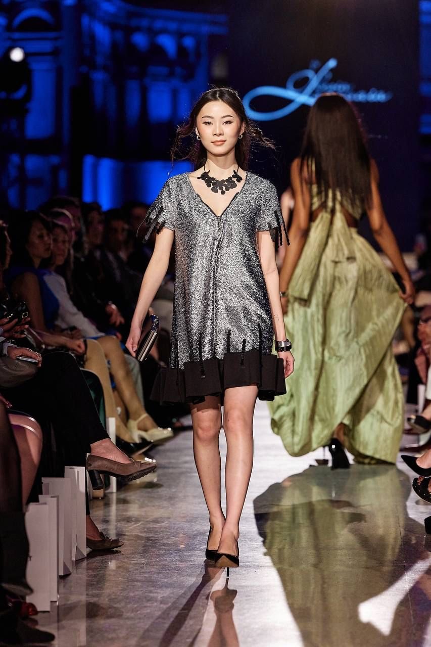 Noir Pleated Satin Dress